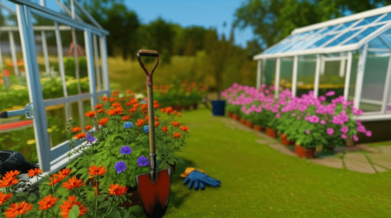 Tela de um jogo de simulação de jardinagem na Steam