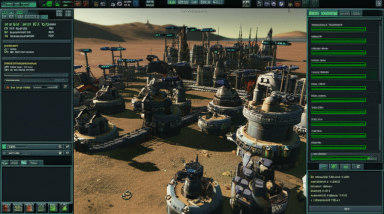 Simulação Indie: Crie e Gerencie Mundos Inesperados Screenshot de um jogo de simulação indie, mostrando a construção de uma base.