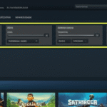 Interface de busca avançada do Steam mostrando filtros de gênero e recursos.