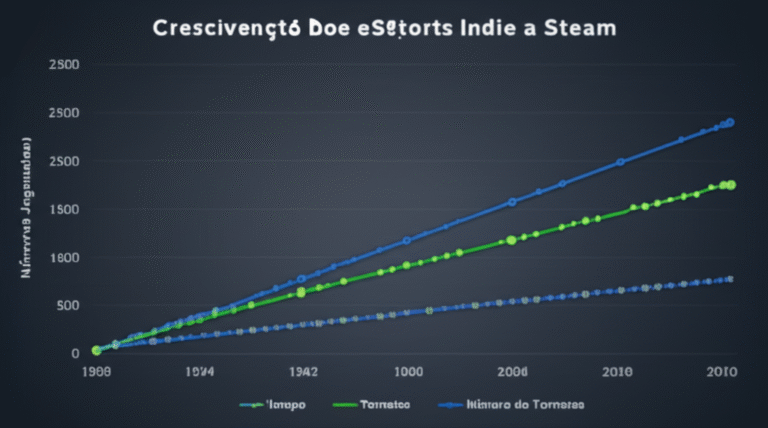 Crescimento dos eSports Indie no Steam Gráfico mostrando o crescimento dos eSports indie no Steam