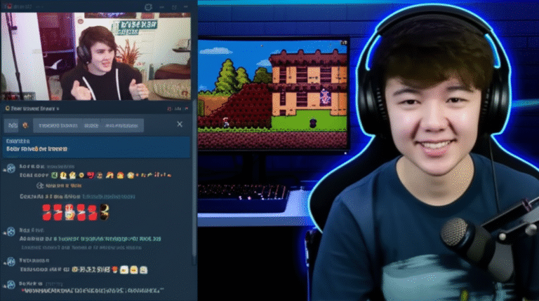 Streamer de Jogo Indie Streamer de jogos indie interagindo com a comunidade